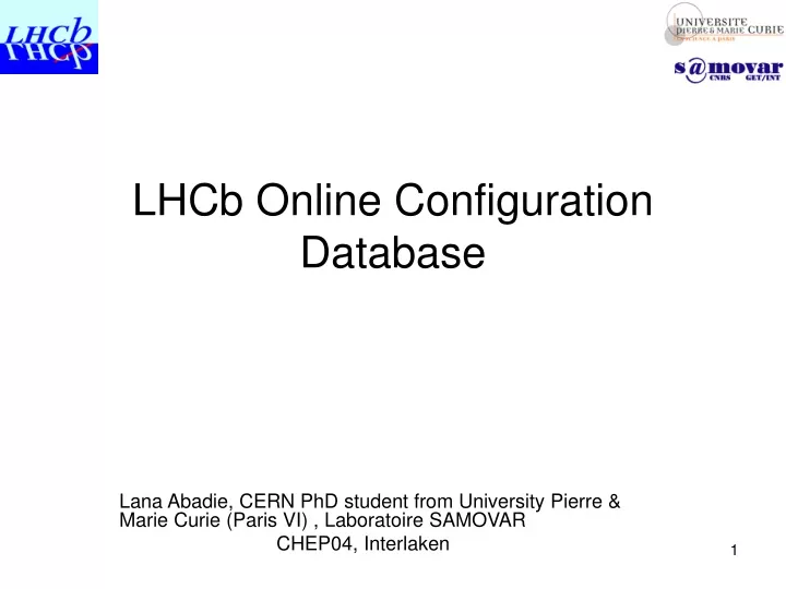 lhcb online configuration database