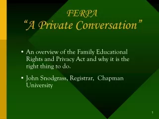 FERPA “A Private Conversation”