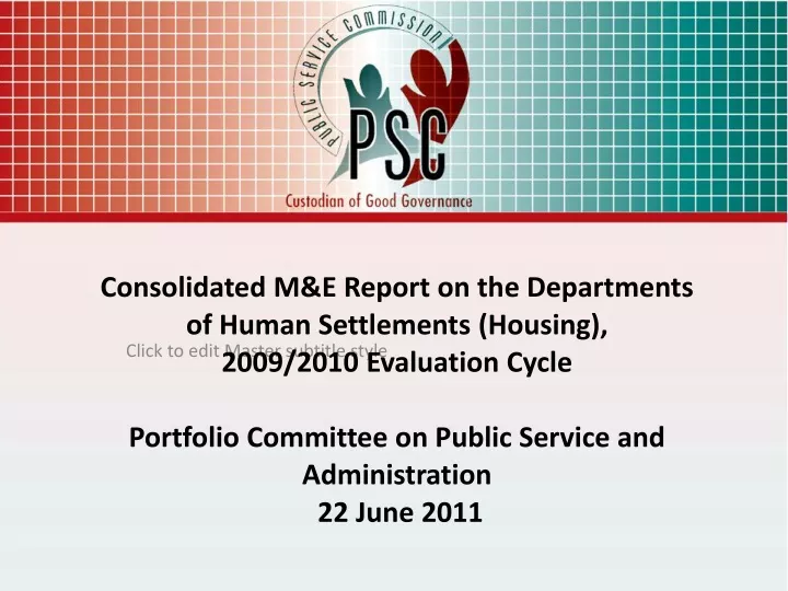 consolidated m e report on the departments