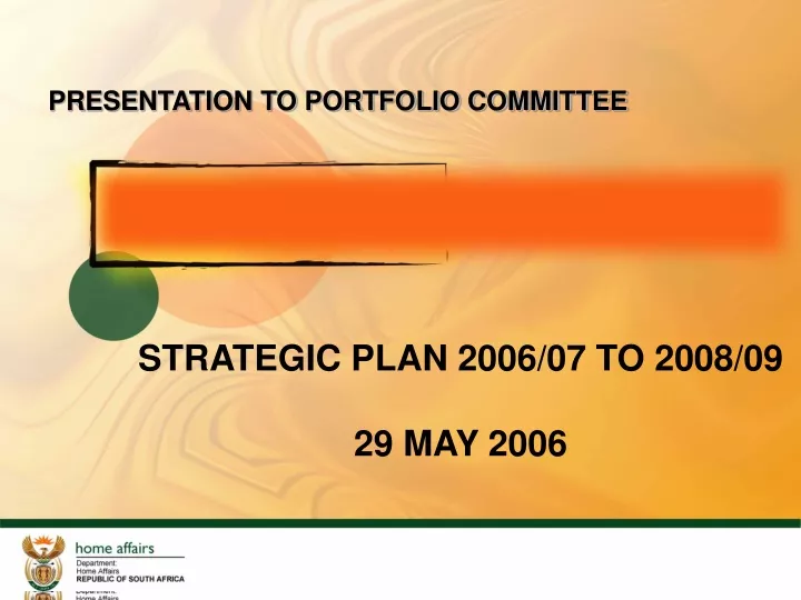 presentation to portfolio committee