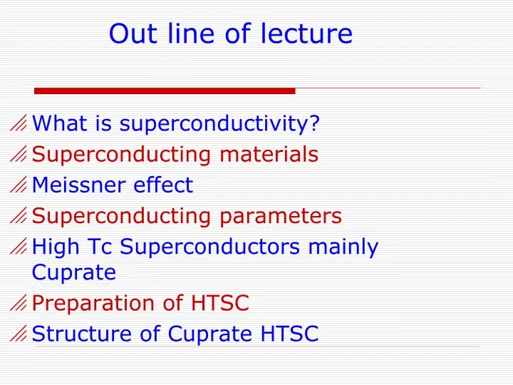 out line of lecture