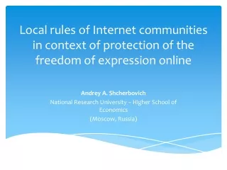 Local rules of Internet communities in context of protection of the freedom of expression online