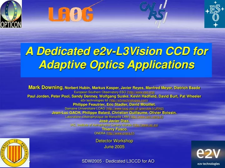 a dedicated e2v l3vision ccd for adaptive optics