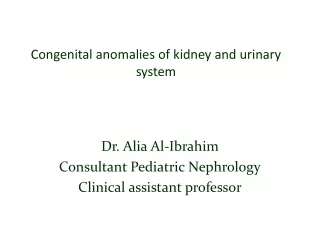 Congenital anomalies of kidney and urinary system