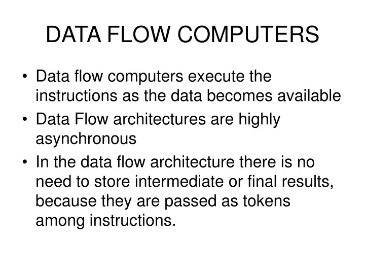data flow computers