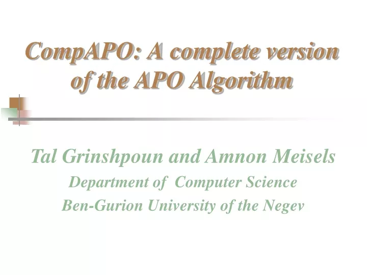 compapo a complete version of the apo algorithm