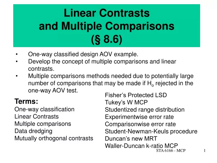 linear contrasts and multiple comparisons 8 6