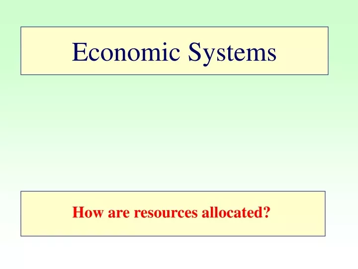 economic systems