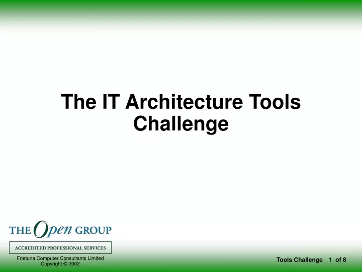 the it architecture tools challenge