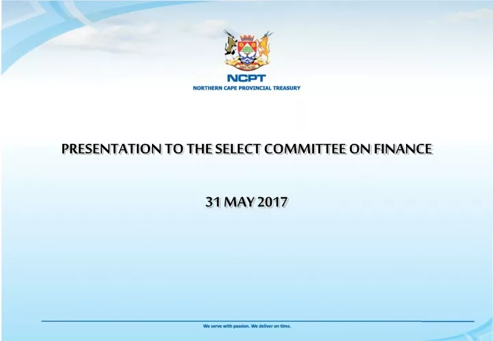 presentation to the select committee on finance 31 may 2017