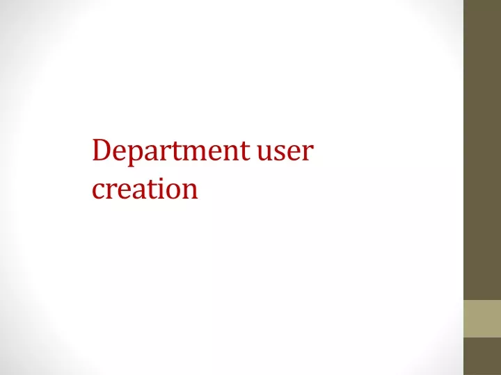 department user creation