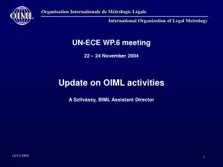 UN-ECE WP.6 meeting  22 – 24 November 2004