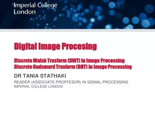 DR TANIA STATHAKI READER (ASSOCIATE PROFFESOR) IN SIGNAL PROCESSING IMPERIAL COLLEGE LONDON
