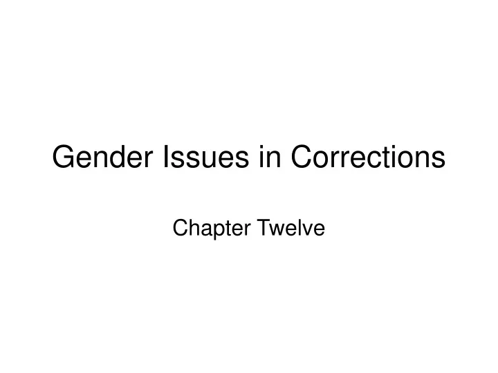gender issues in corrections