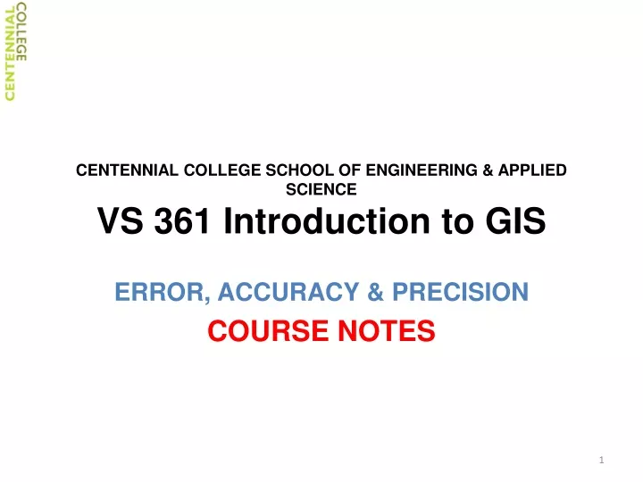 centennial college school of engineering applied science vs 361 introduction to gis