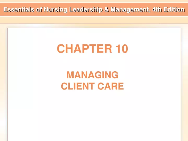 chapter 10 managing client care