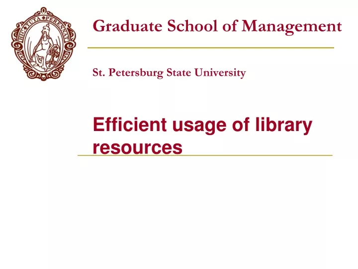 graduate school of management st petersburg state university efficient usage of library resources