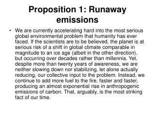 Proposition 1: Runaway emissions