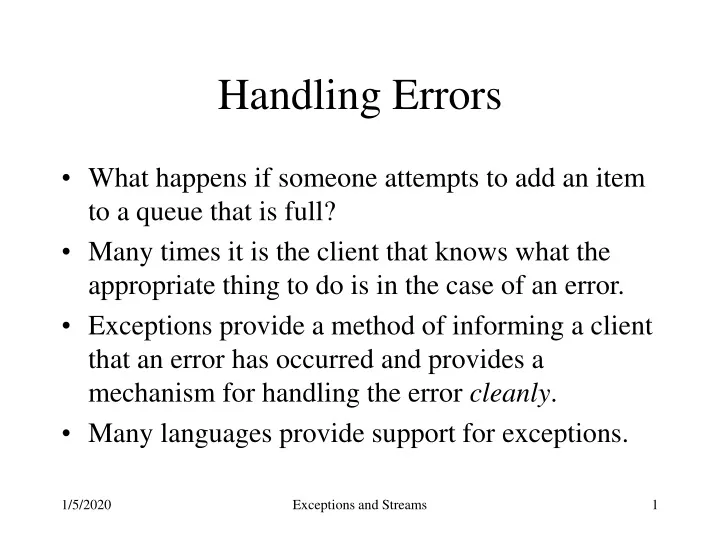 handling errors