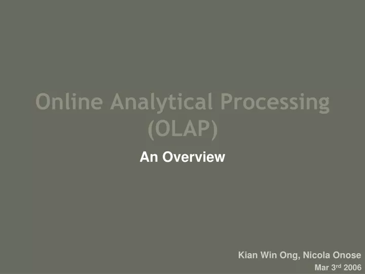 online analytical processing olap