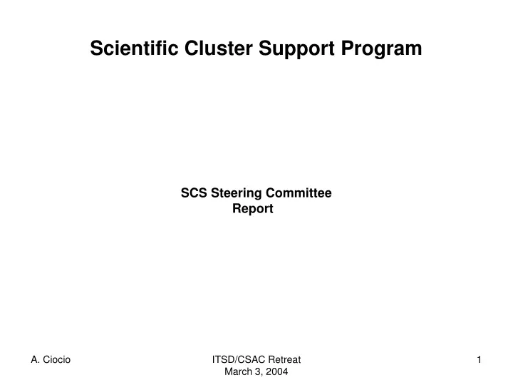 scientific cluster support program