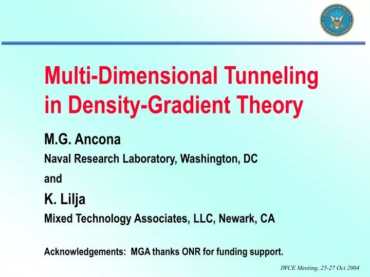 multi dimensional tunneling in density gradient theory