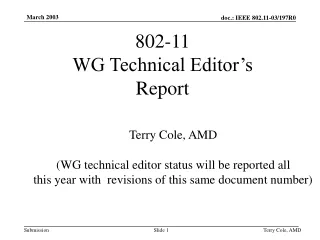 802-11  WG Technical Editor’s  Report