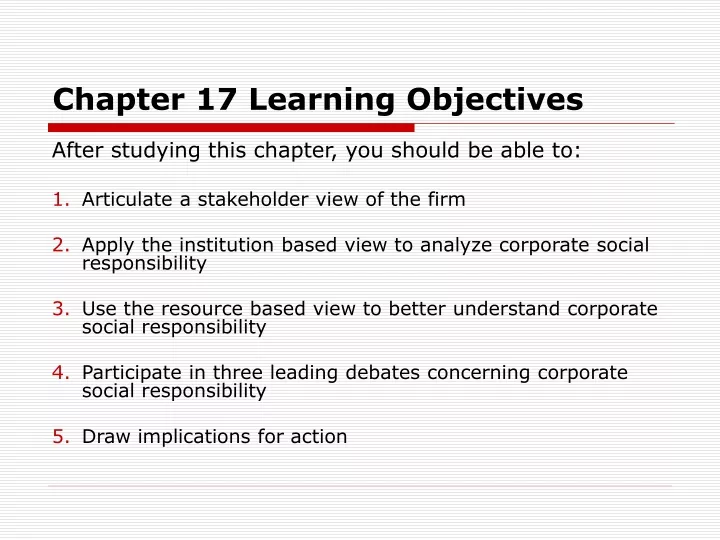 chapter 17 learning objectives