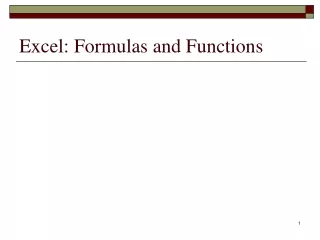 Excel: Formulas and Functions