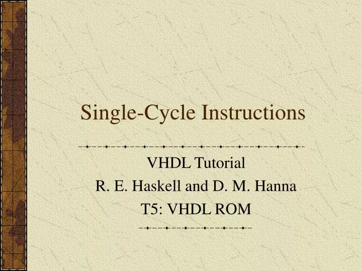 single cycle instructions