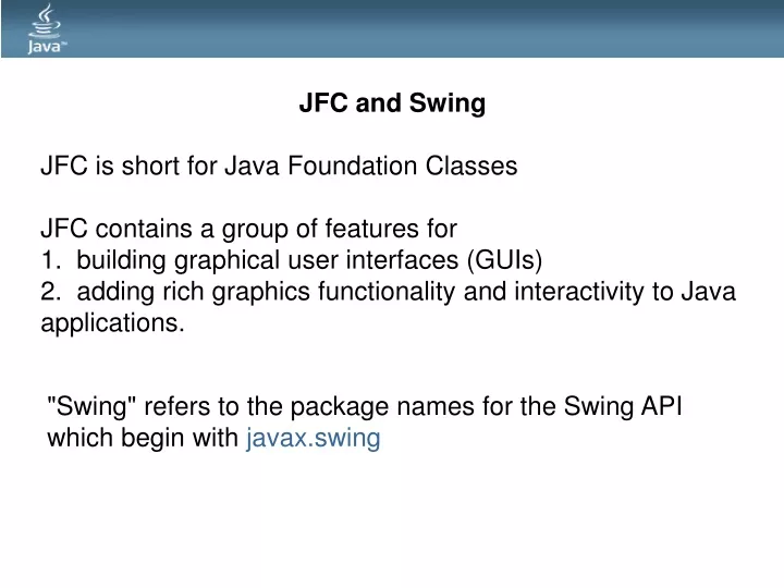 jfc and swing jfc is short for java foundation