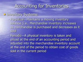 Accounting for Inventories