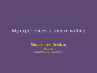 My experiences in science writing