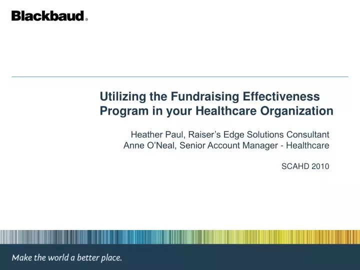 utilizing the fundraising effectiveness program