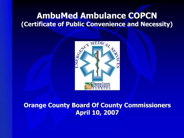 ambumed ambulance copcn certificate of public
