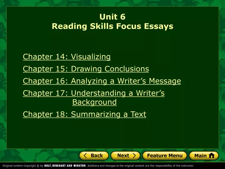 unit 6 reading skills focus essays