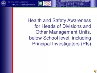 UK and European Health and Safety Law  University Health and Safety Policy
