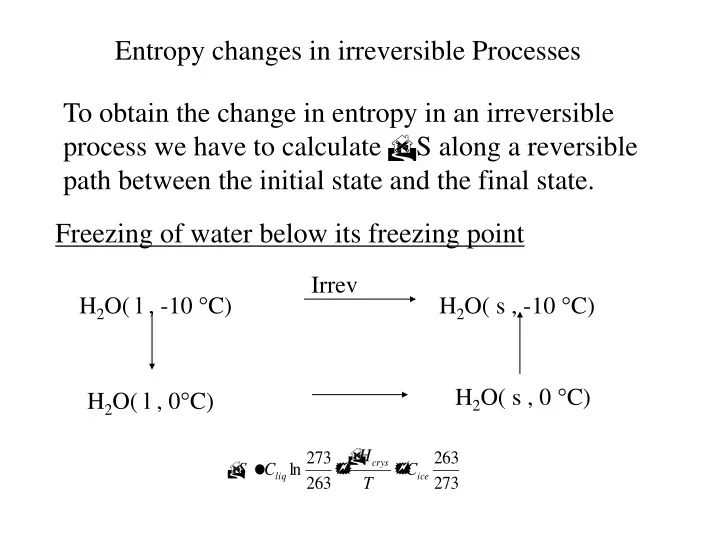 entropy changes in irreversible processes