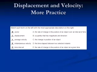 Displacement and Velocity:  More Practice