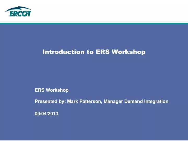introduction to ers workshop