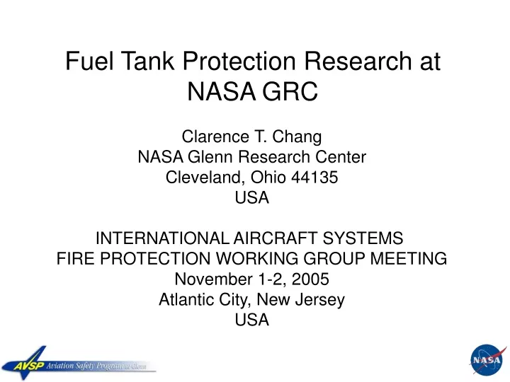 fuel tank protection research at nasa grc