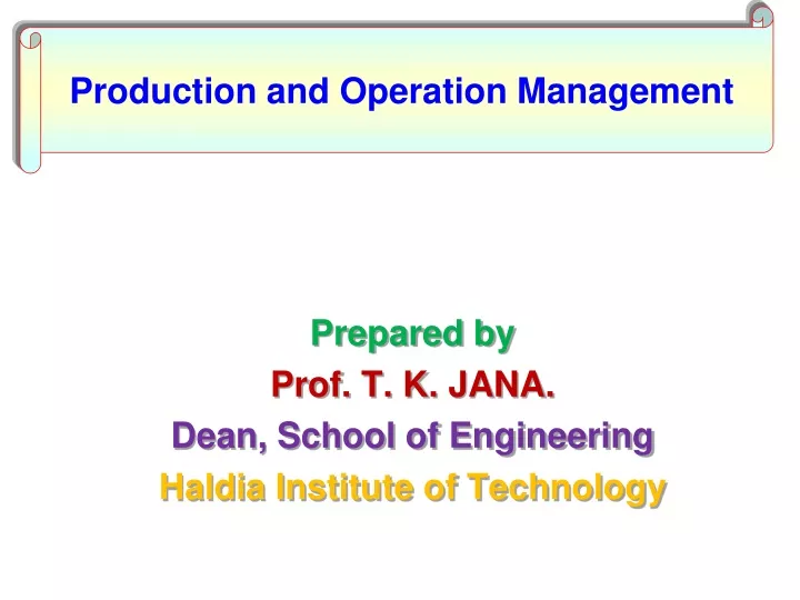 prepared by prof t k jana dean school of engineering haldia institute of technology