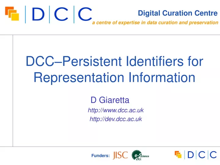 dcc persistent identifiers for representation information