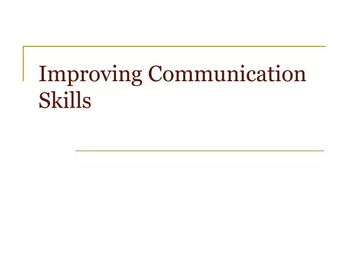 improving communication skills