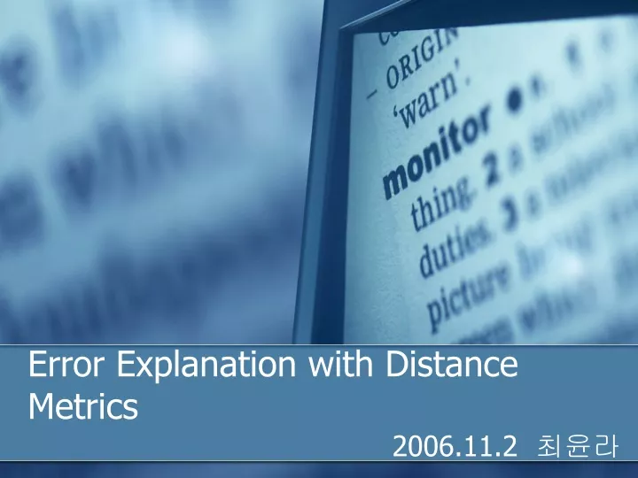 error explanation with distance metrics