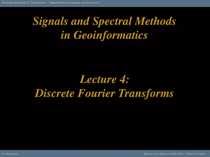 signals and spectral methods in geoinformatics