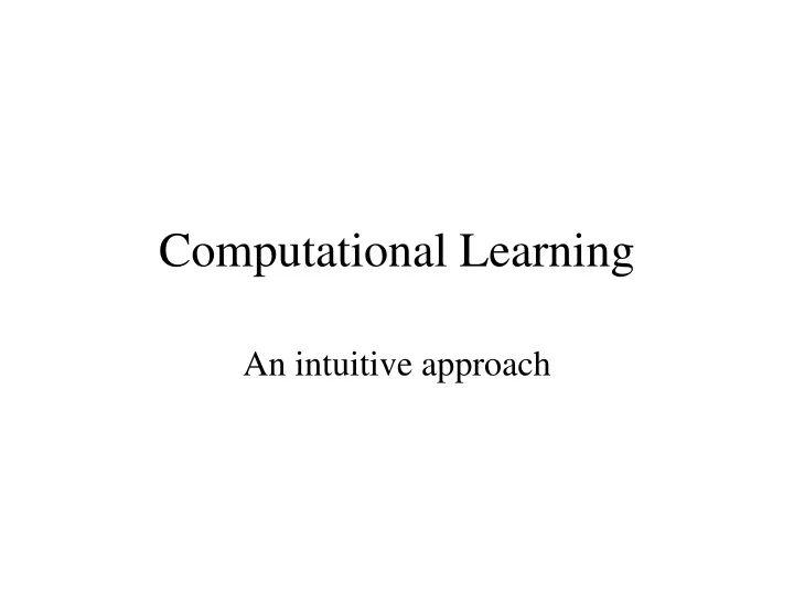 computational learning