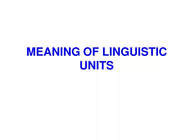 meaning of linguistic units