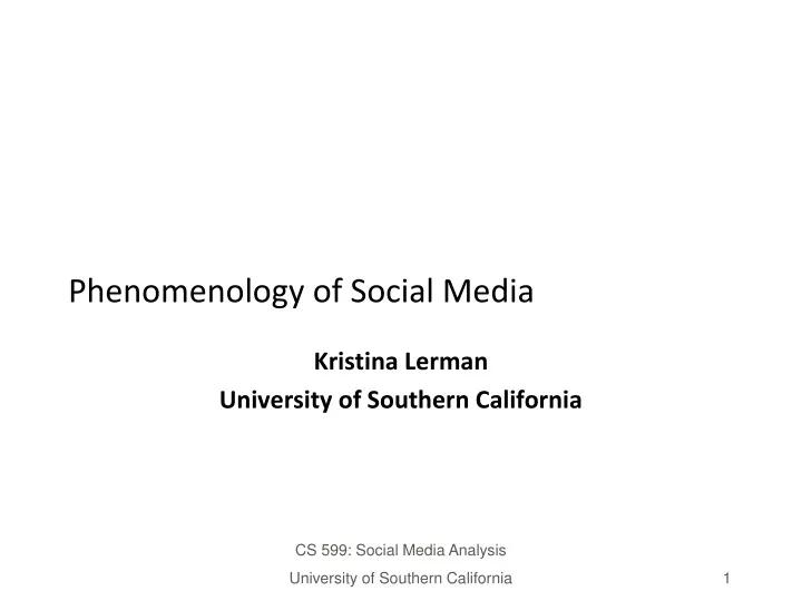 phenomenology of social media