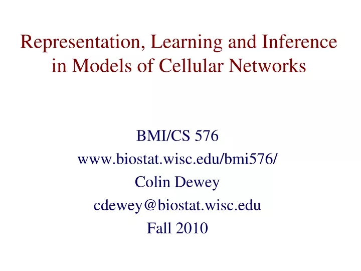 representation learning and inference in models of cellular networks